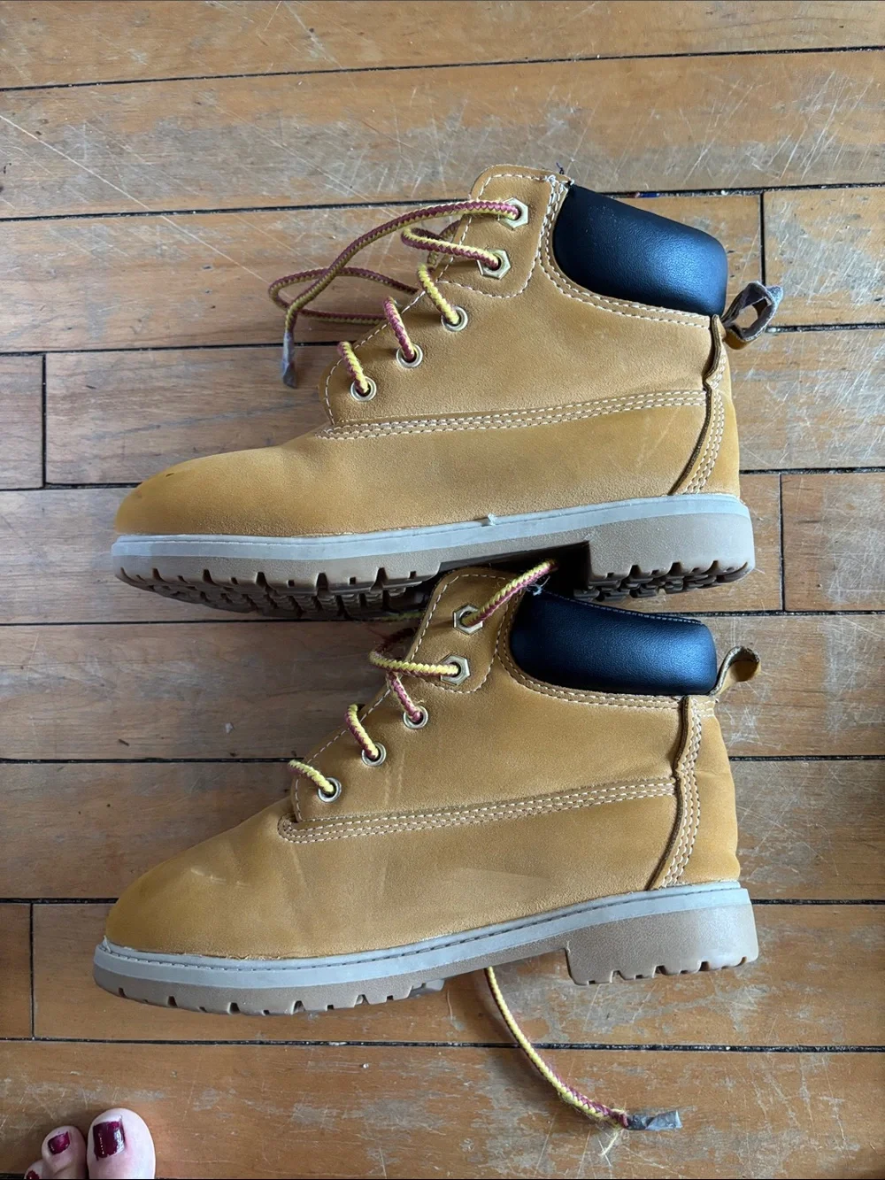 Kids Wonder Nation Tan Work-Style Lace-Up Boots with Padded Collar